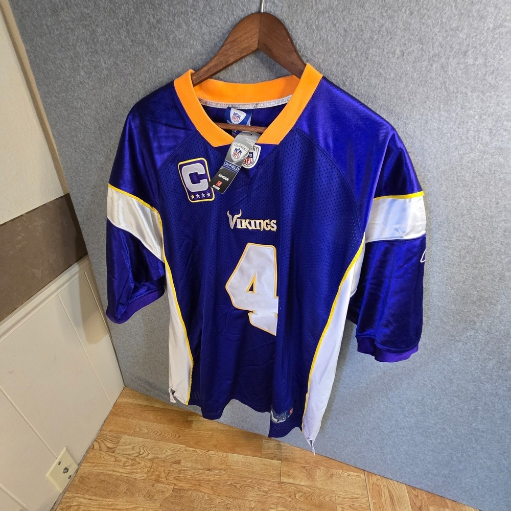NWT Brett Favre Vikings Reebok NFL ON-FIELD Jersey w/Captain Patch NEW SIZE 54